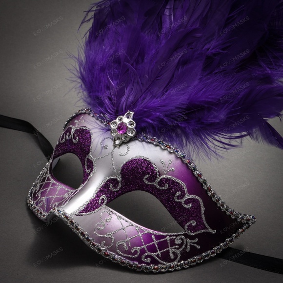 Pegasus Horses & Purple Feather Couple Eyes Masks - Picture 5 of 5
